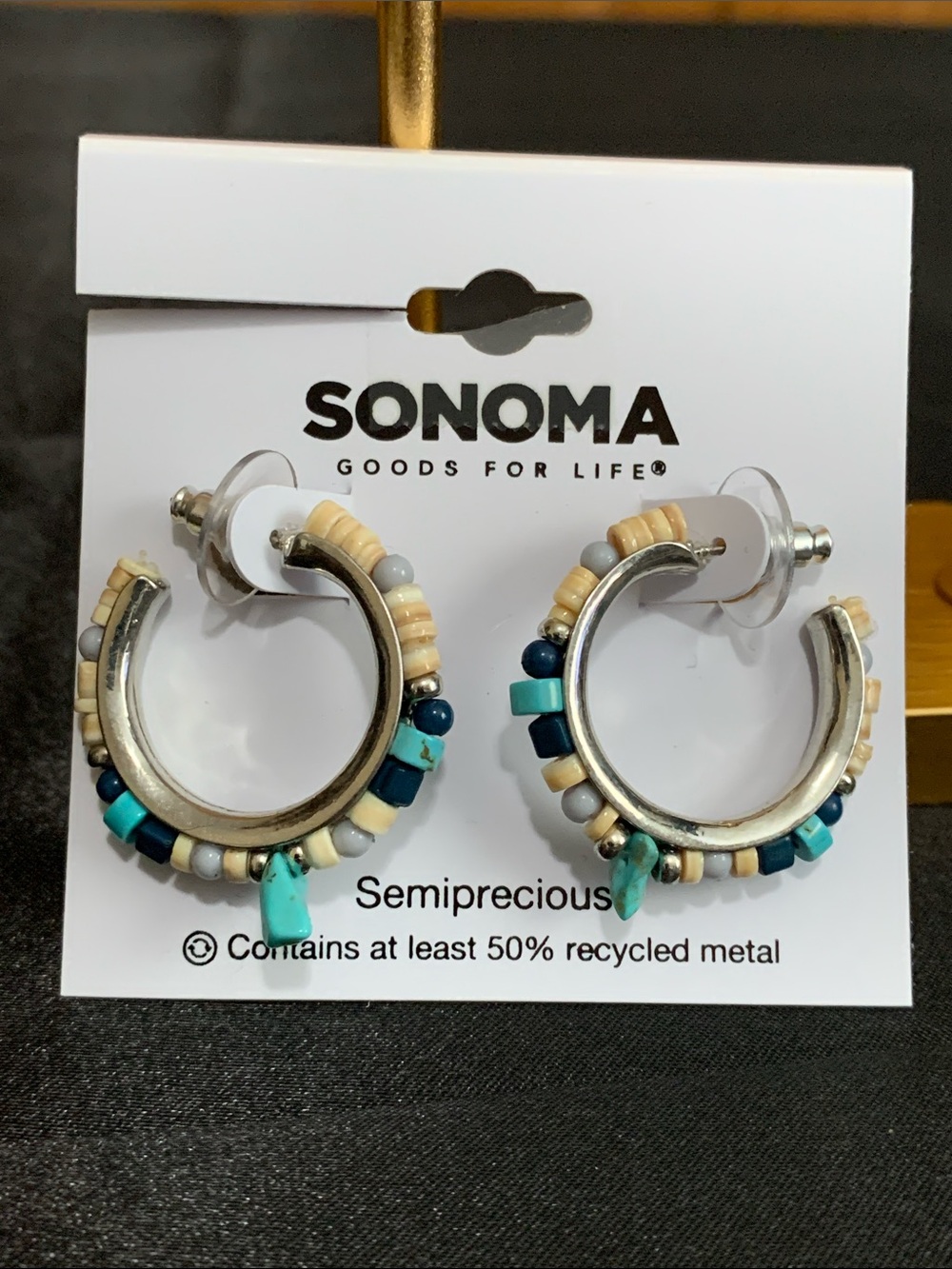 NWT Sonoma semiprecious beaded hoop earrings